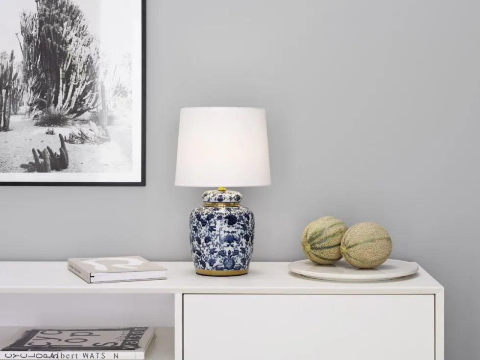 Klassisk blå 44cm bordslampa