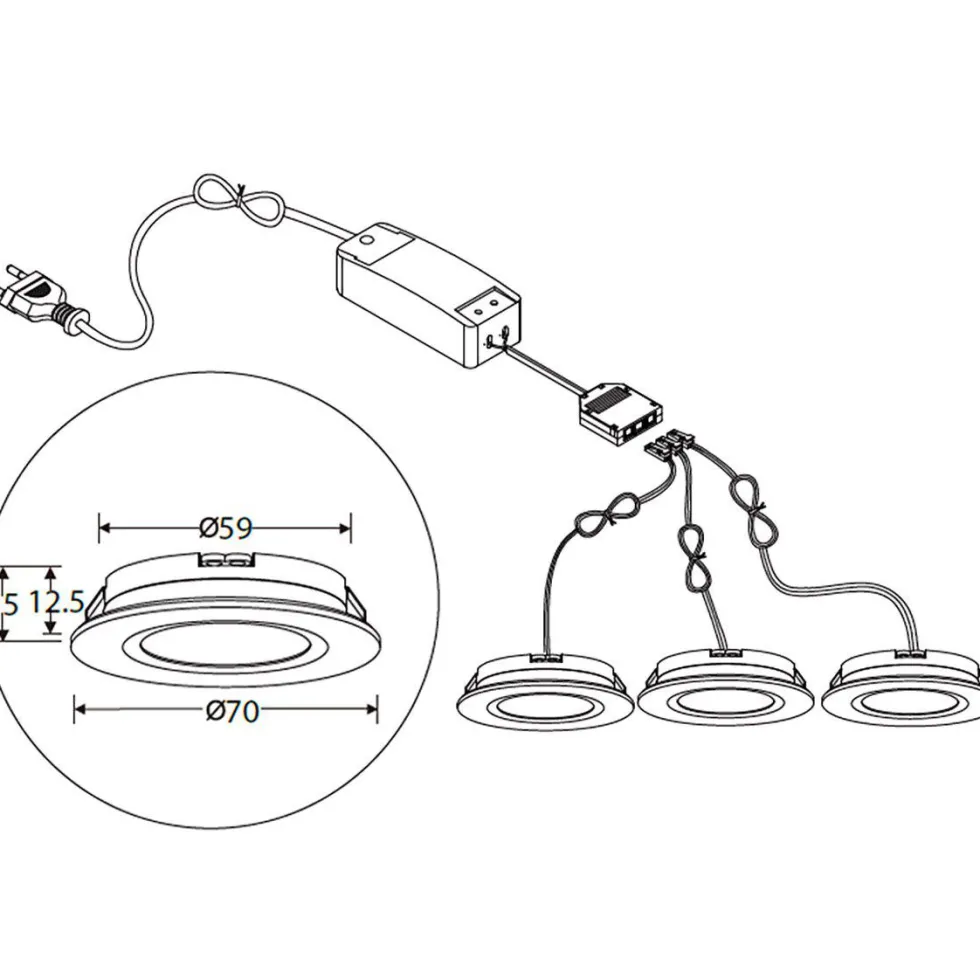 QB-308 Downlight 3000K 3-pack