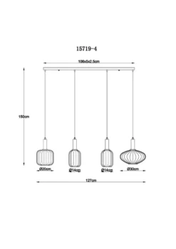 Valletta 127cm taklampa
